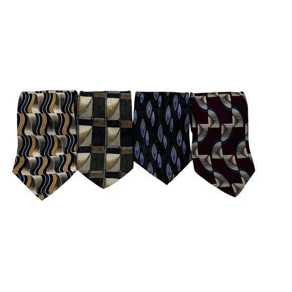 Matrix 100% Silk Mens Neck Ties LOT Of Three Ties Blue Maroon Neutral Business - Picture 7 of 9